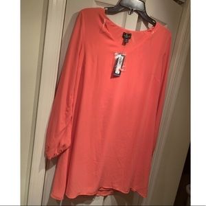 Worthington coral v-neck long-sleeve dress
